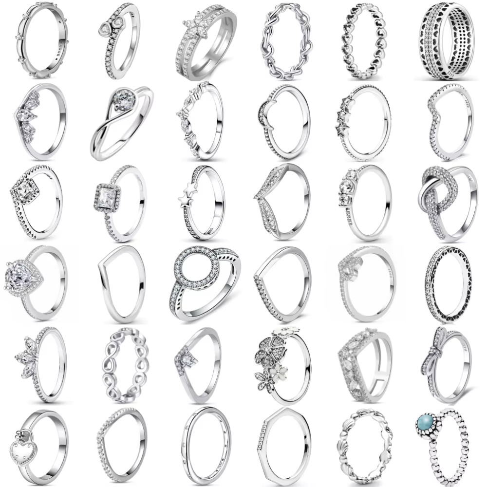 New 925 Sterling Silver Rings Stackable Infinite Silver shining Zircon