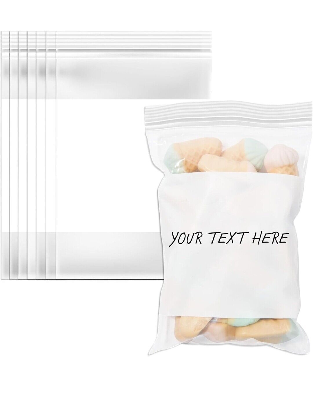 Writable WHITE BLOCK HEAVY DUTY 4Mil Clear Zip Seal Bags Reclosable Top Plastic