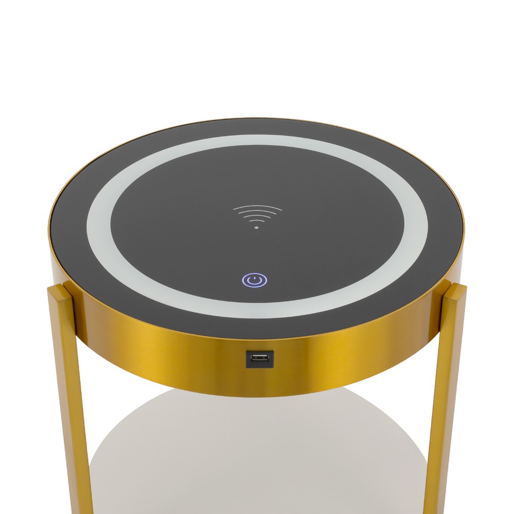 LED Nightstand Bedside Table with Drawers USB & Charging Station End Side Table