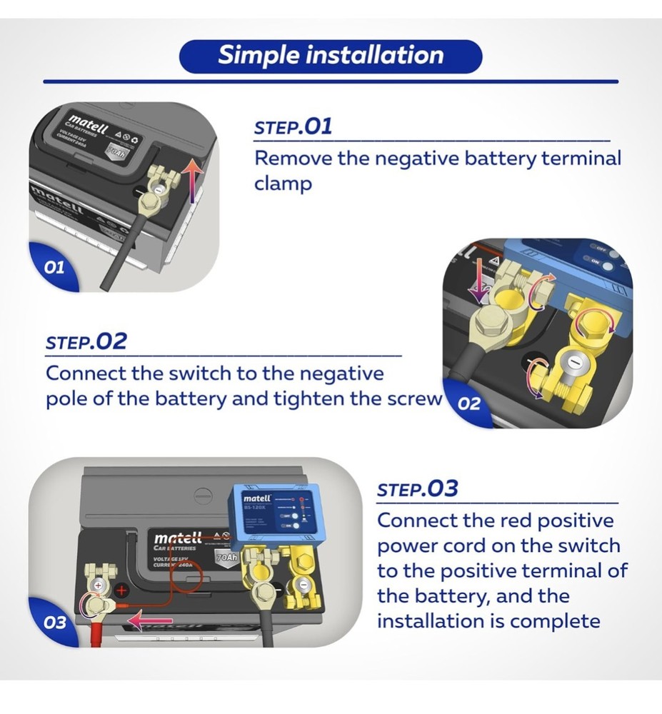 matell DC 12V Remote Battery Disconnect Switch Smart Voltage Control Battery...