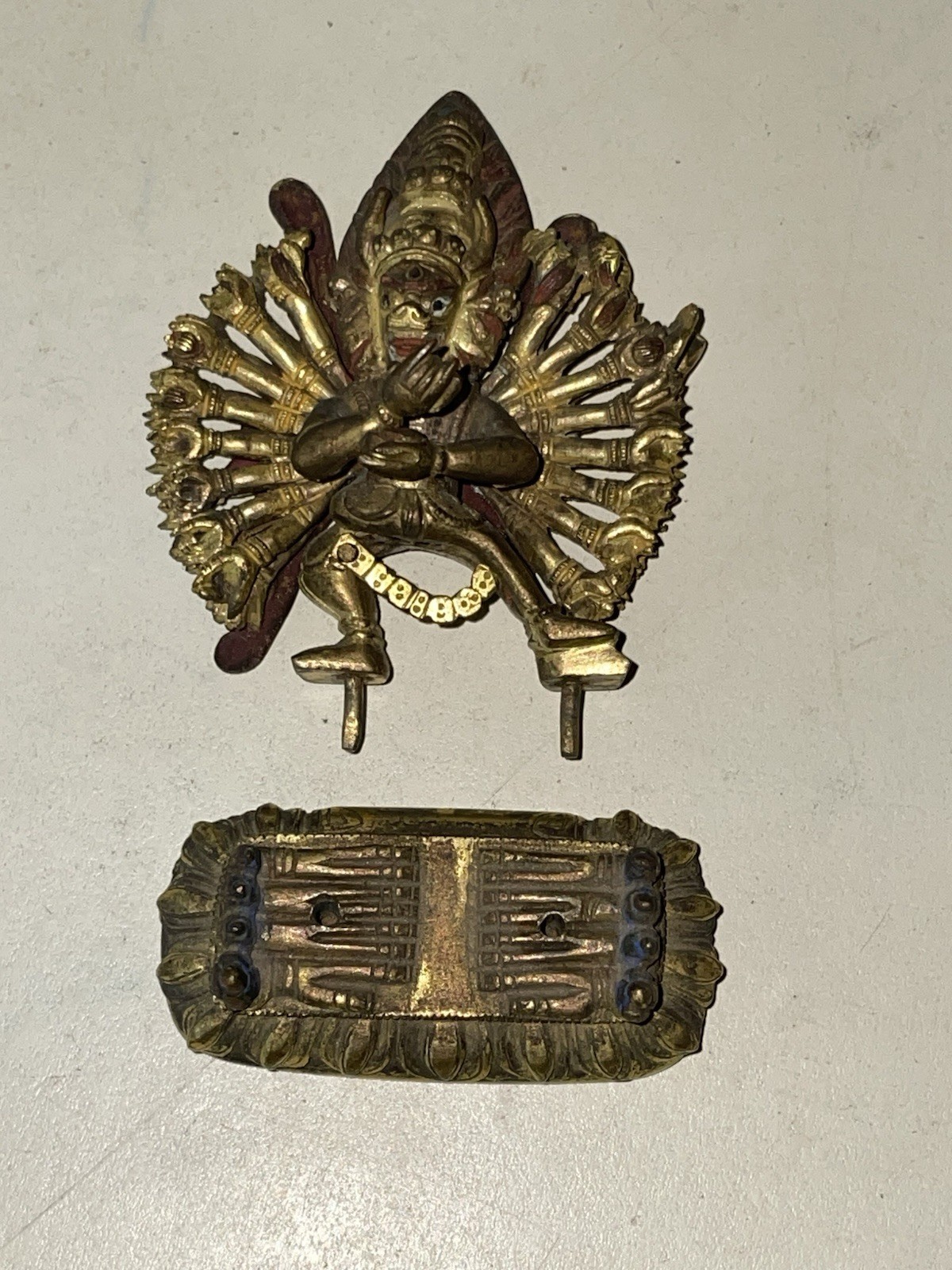 18th C. Sino-Tibetan Gilt Bronze Yamantaka God 2.5” FREE SHIPPING