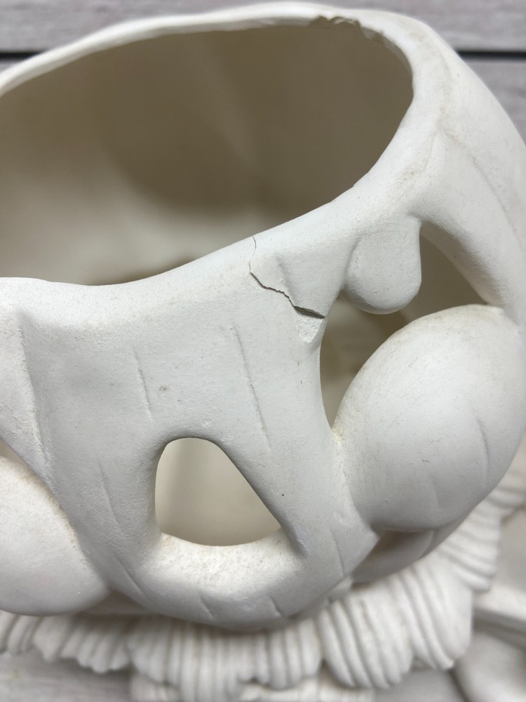 Vintage Ceramic Mold Halloween Ghost Pulling Jack O Lantern Pumpkin Wagon