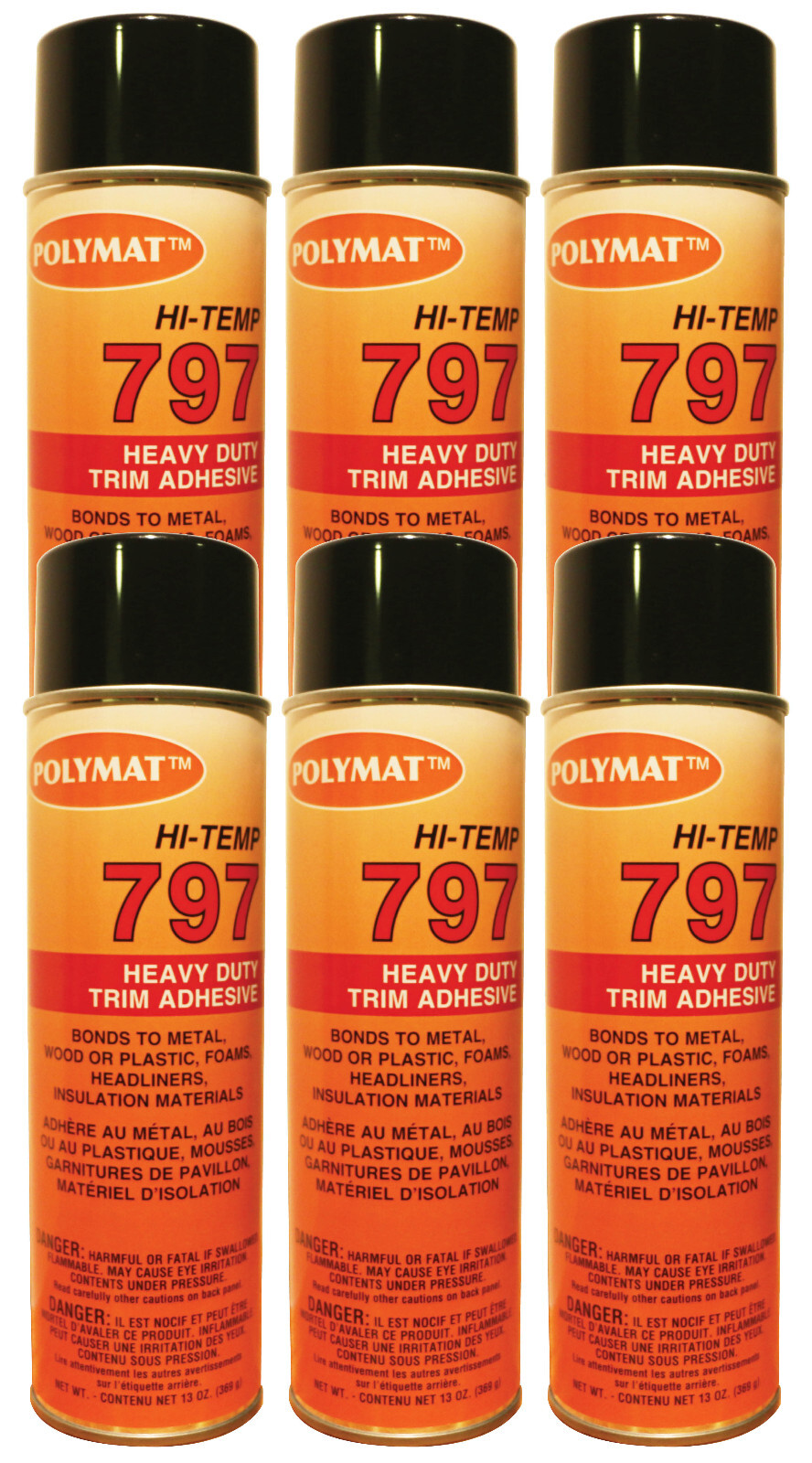 QTY6 Polymat 797 Hi-Temp Spray Adhesive auto headliner dash trunkliner 160F glue