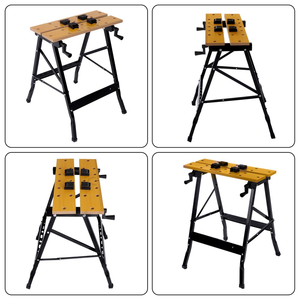 220lb Multi Purpose Folding Portable Workbench w/ Measuring Ruler and Protractor