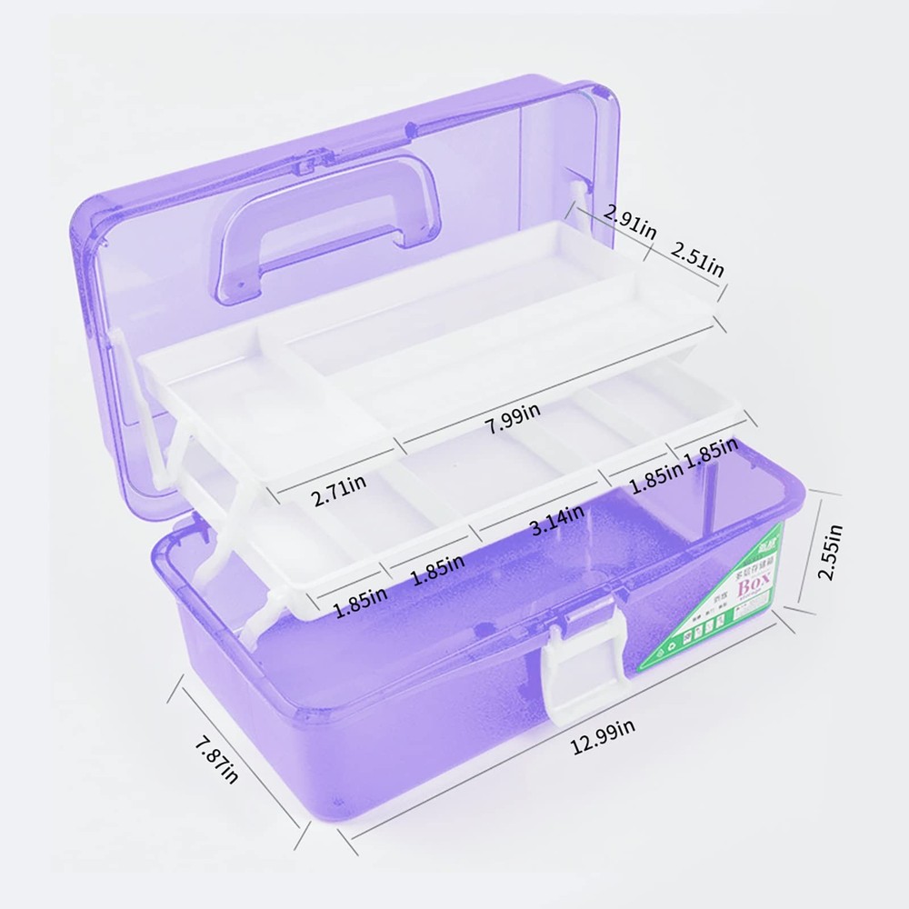 13in Three-Layer Clear Art Storage Craft Organizer, Folding Tool with Handle,...