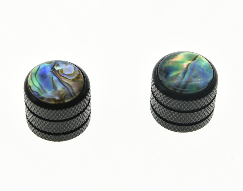 2-Pack Black Push On 6mm Guitar Abalone Cap Top Dome Knobs Bass Knob Tele Knobs