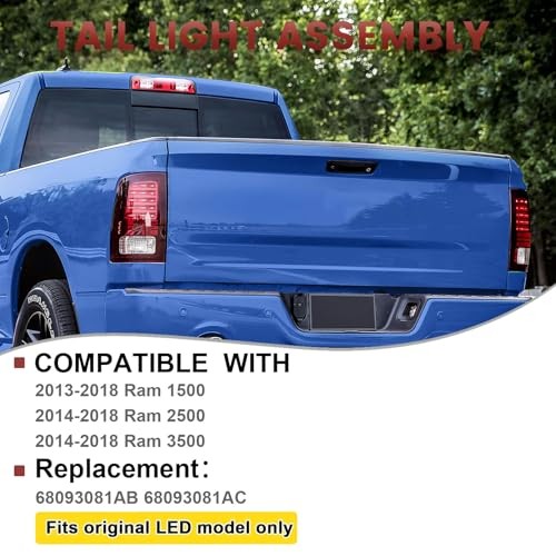 LED Tail Lights Assembly Compatible with 2013-2018 2013-2018 LED Black Border