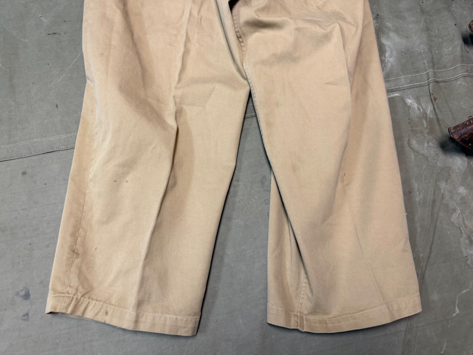 WWII BRITISH ARMY SUMMER KHAKI DRILL FIELD TROUSERS-SIZE XLARGE