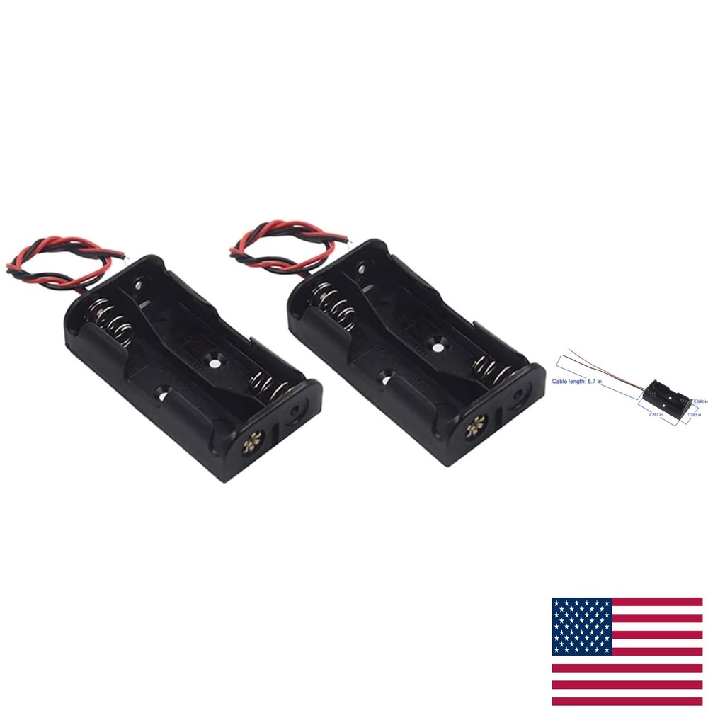 2Pcs Multi-Purpose AA Battery Case - Compact & Lightweight with Wire Connections