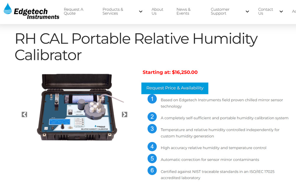 EDGETECH Instruments RH CAL Portable Relative Humidity Calibrator