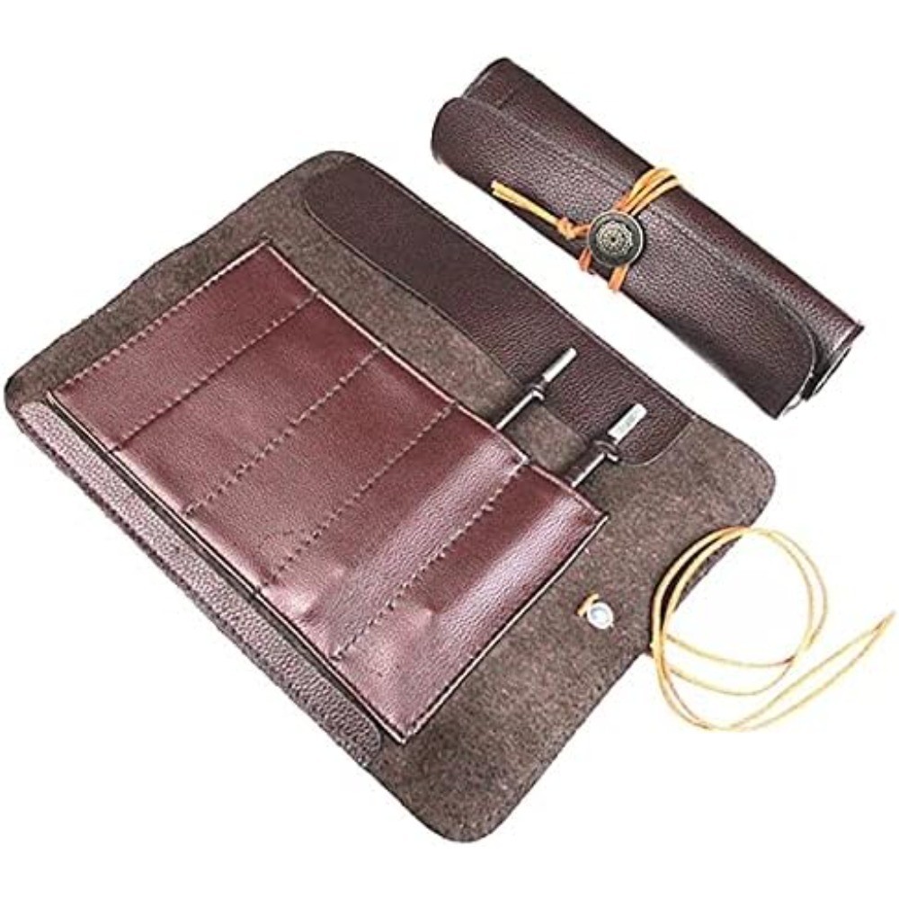 Roll Up Tool Bag Lightweight Portable Leather Storage Case Pouch Organizer