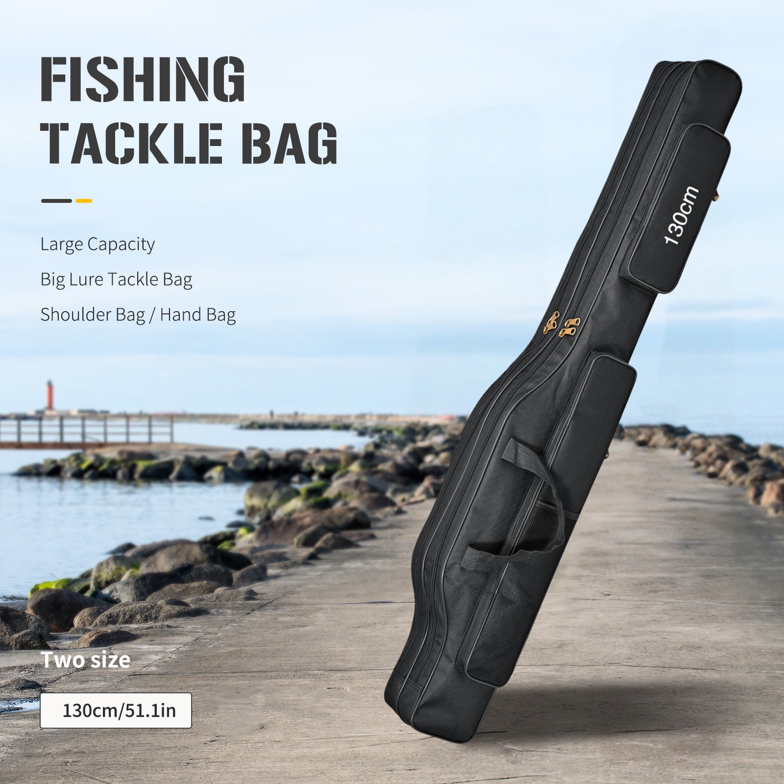 Fishing Rod Case - 3 Layers Fishing Pole Bag Portable Carry Storage Case 130cm