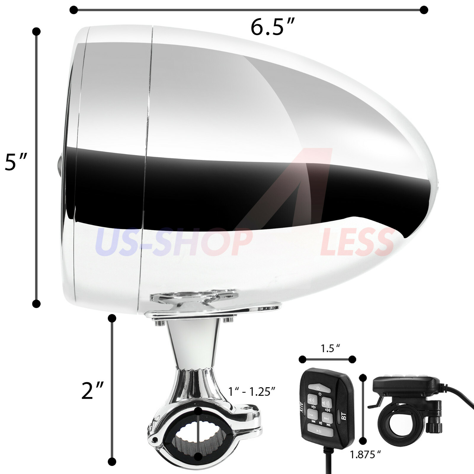 600W Bluetooth Waterproof Stereo Speakers Audio Amp System for Harley Ape Hanger