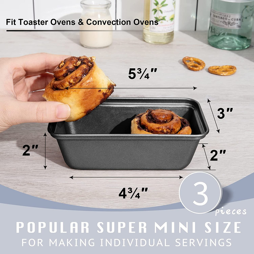 Mini Loaf Pan Kitchen Rectangle Baking Bread Nonstick Tins Meatloaf Pan 3 Pack