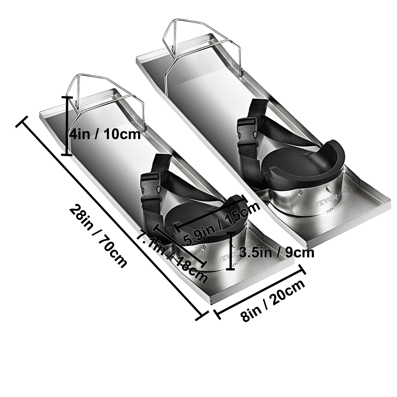 VEVOR Concrete Knee Boards Stainless Knee Sliders 28" x 8" Pair w/ Knee Pads