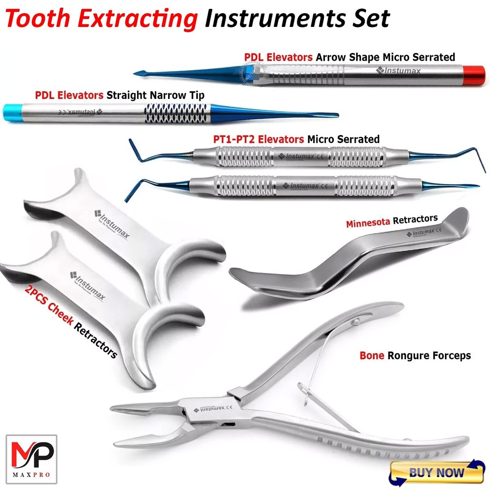 Root Extraction PDL Periotomes Luxating Elevators Cheek Retractors Bone Forceps