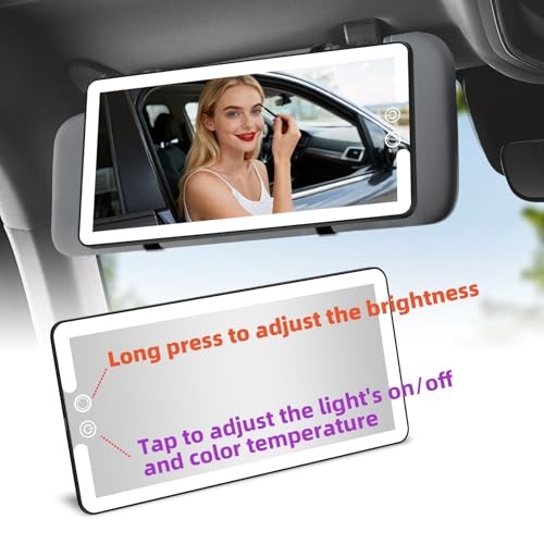 Car Vanity Mirror with Lights 10-Inch Big Surface, Quick-Release & Quick