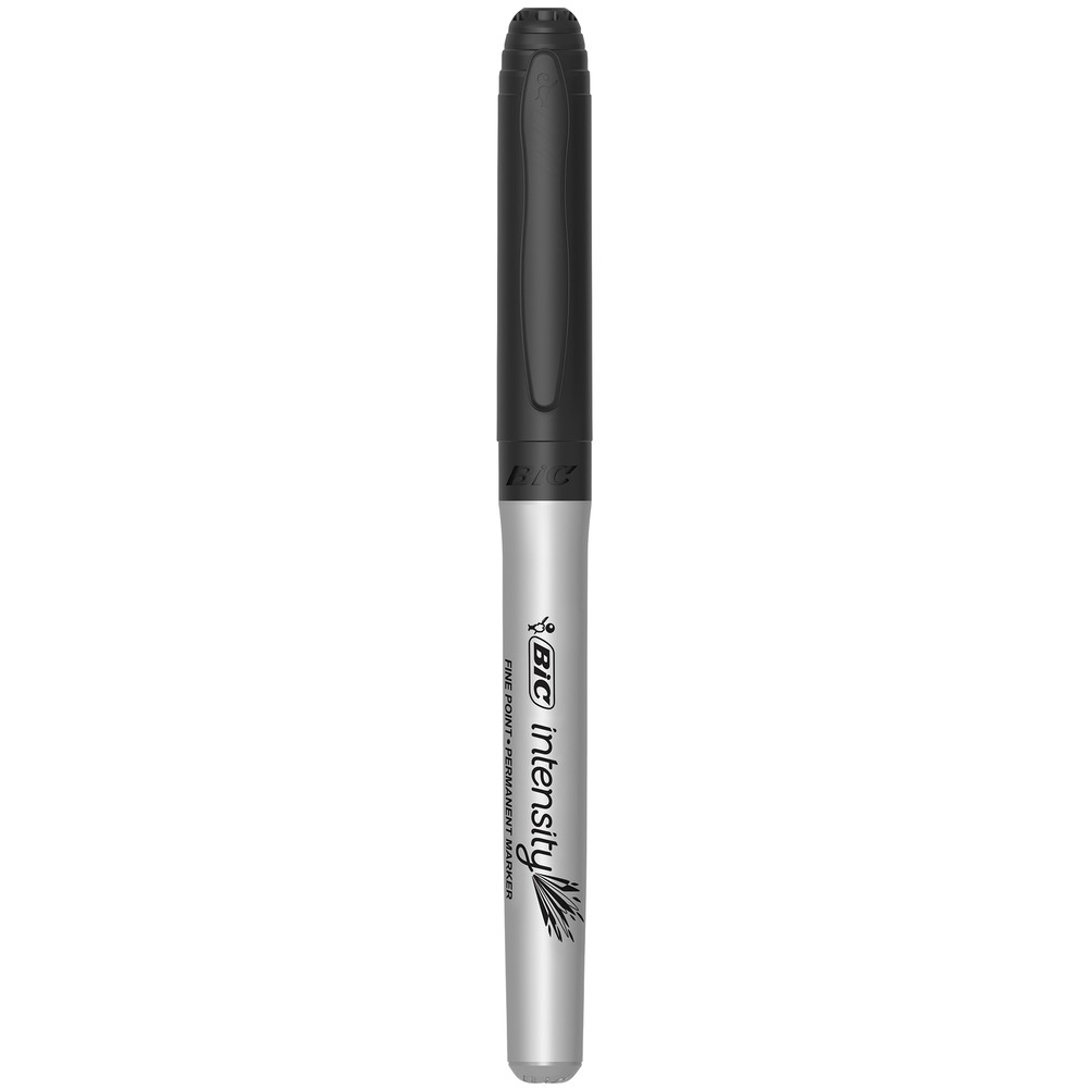BIC Intensity Permanent Markers, Fine Point, Black, Low Odor, 12-Count
