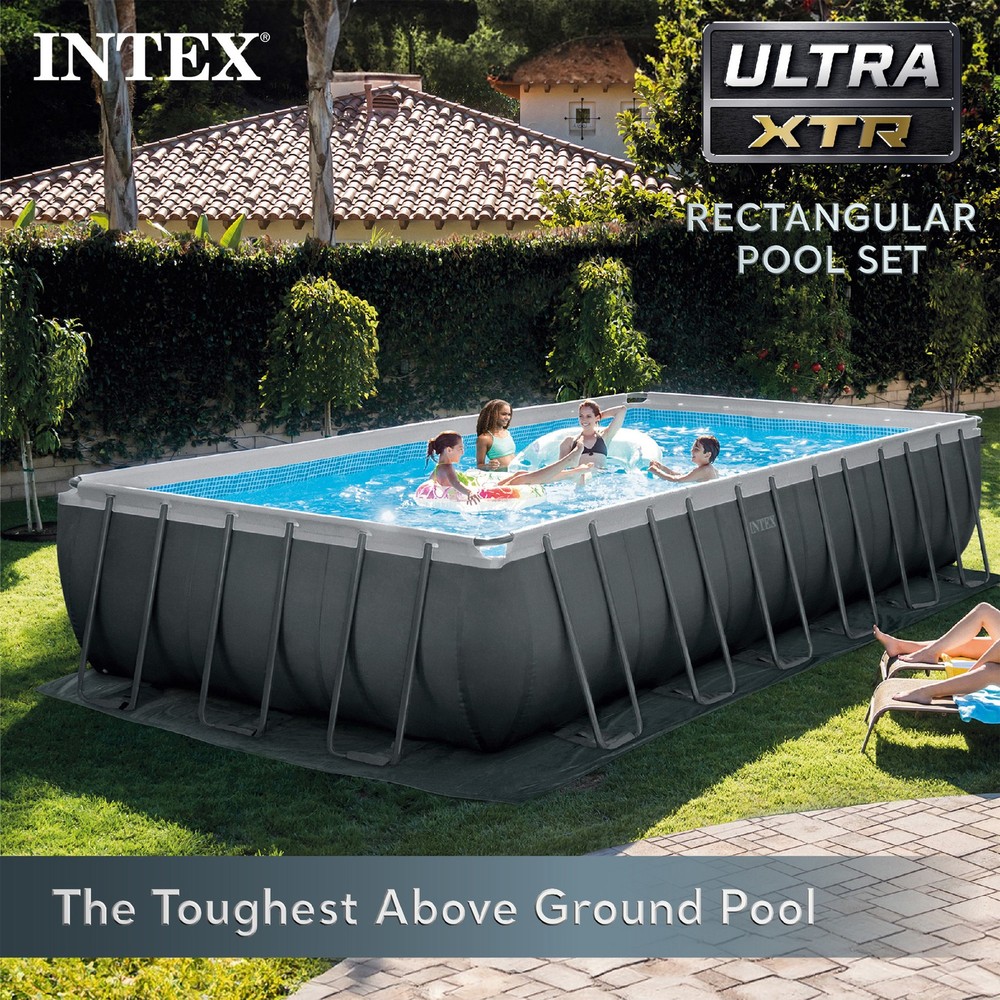 Intex Rectangular Ultra XTR Frame Swimming Pool w/ Pump & Robot Vacuum Cleaner