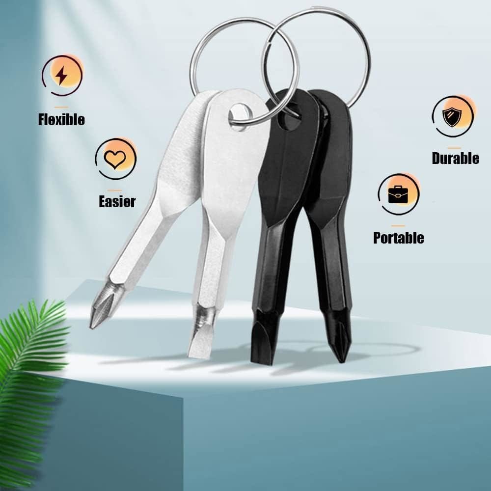 8Pcs Portable Mini Keychain Screwdriver Set Phillips Slotted Head Screwdrivers