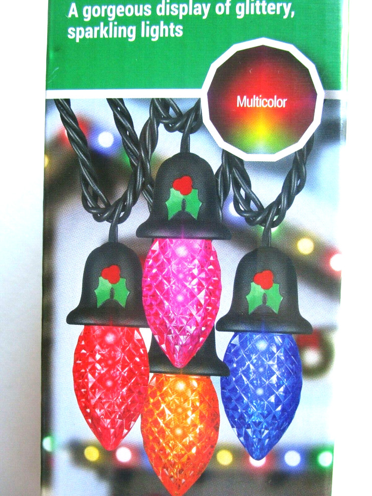 Diamond Cut LED Lights Diamond Sparkle Multi Color C9 String Lights NEW