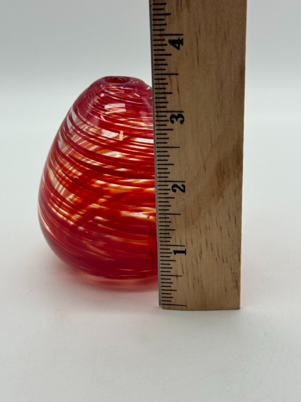 Handblown Red Striped Gum Drop Vase 4"