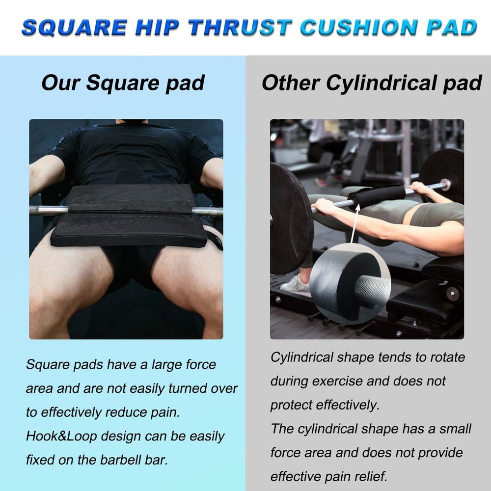 Square Hip Thrust Pad Protective Extra Thick foam pad for Barbell Weightlifting