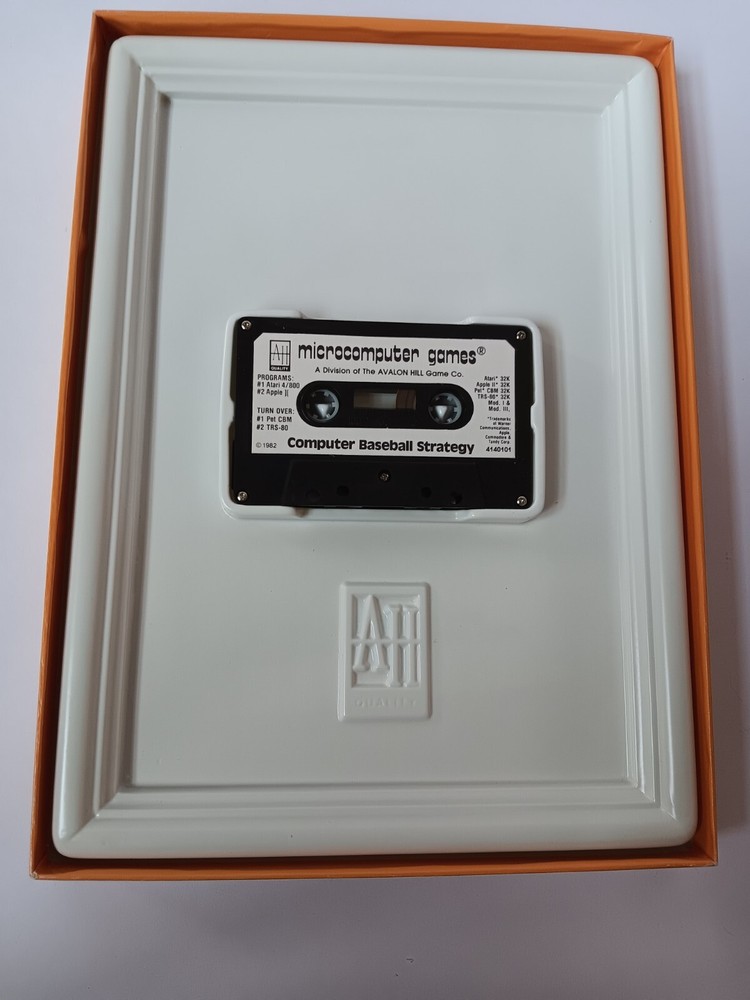 Avalon Hill Computer Baseball Strategy Game Cassette For Atari TRS80 Pet Apple