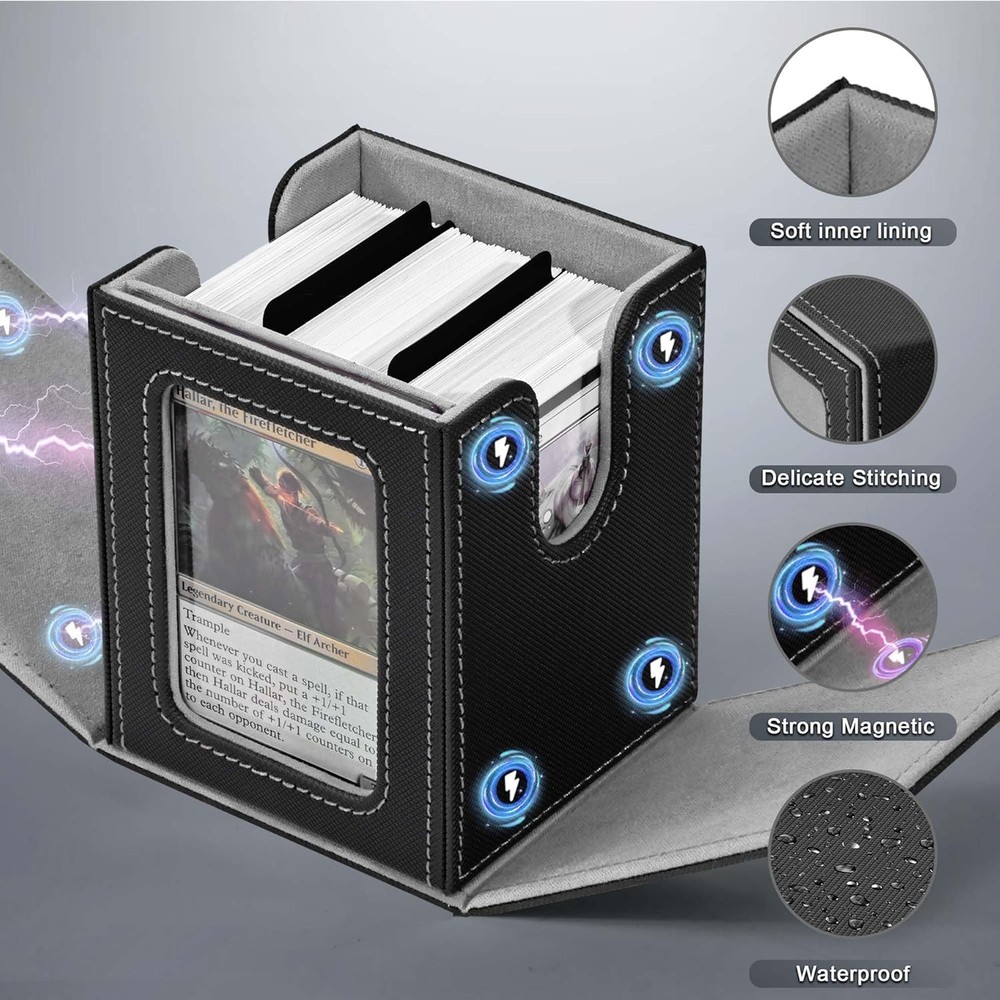 Showcase Your Cards: MTG Deck Box with Top Loader and Elegant Display Window