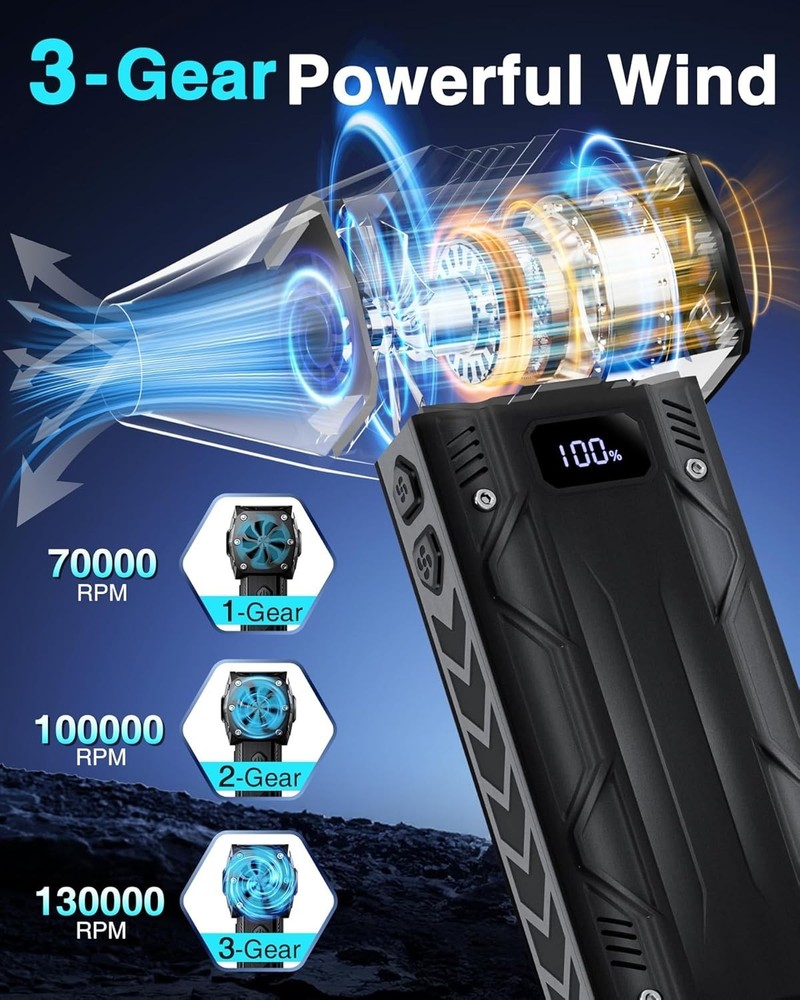 High-Performance Portable Air Duster - 8000mAh Battery, Fast Charging Technology