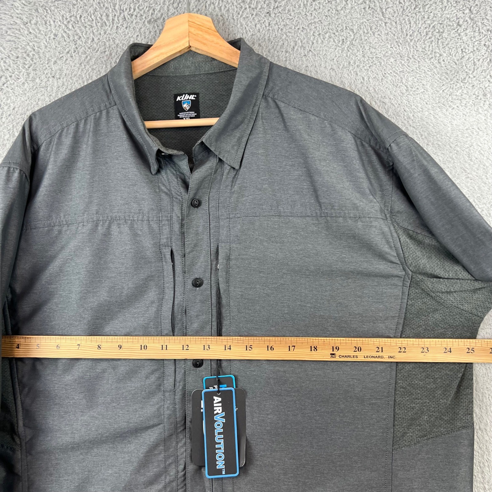 New Kuhl Mens Airvolution Long Sleeve Button Up Shirt Carbon UPF 30+ XXL