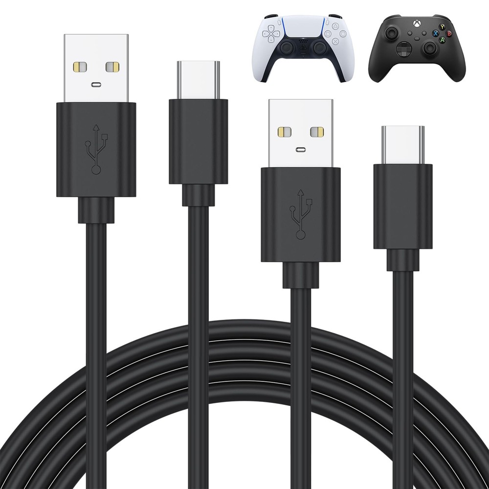 Meliya 2 Pack PS5 Controller Charger, 3.3ft Replacement USB C Charging