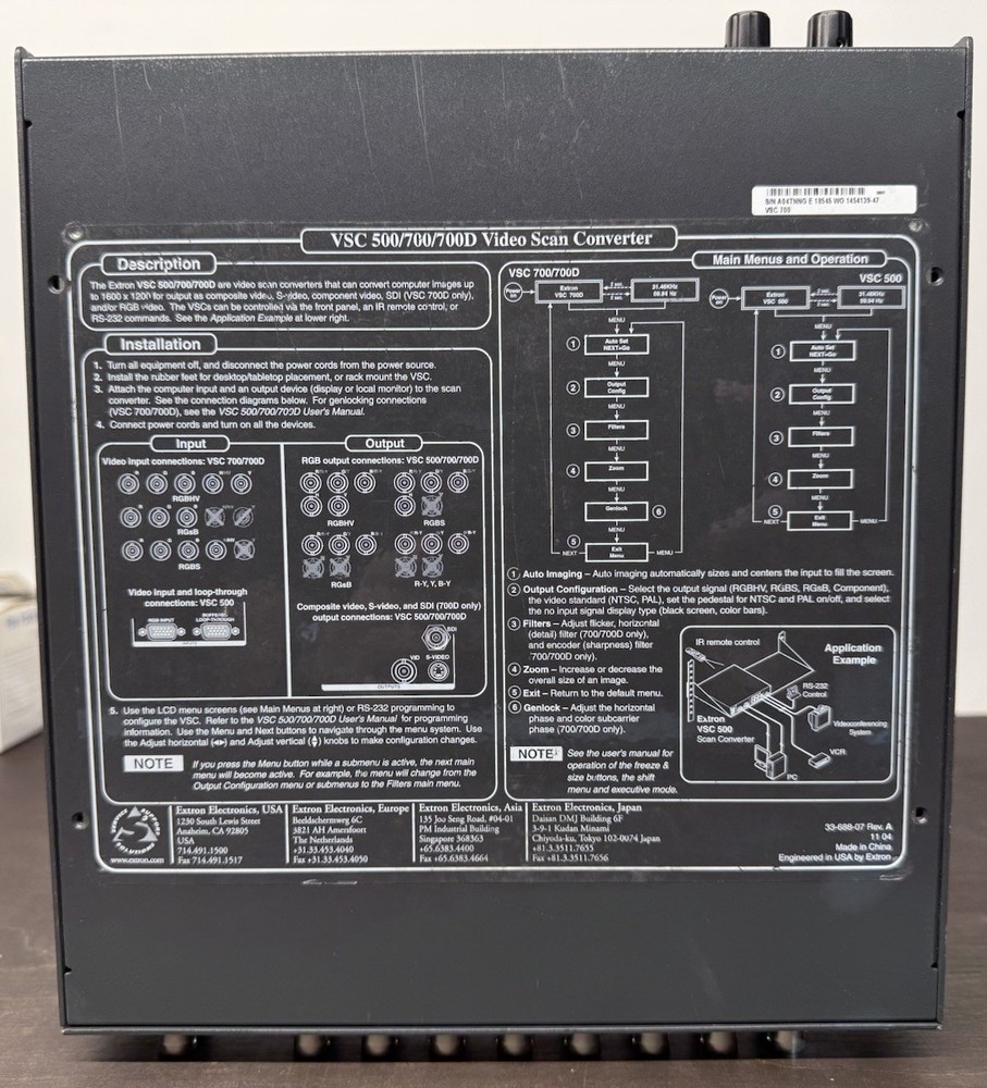 Extron VSC 700 Video Scaler Scan Converter AV Processor