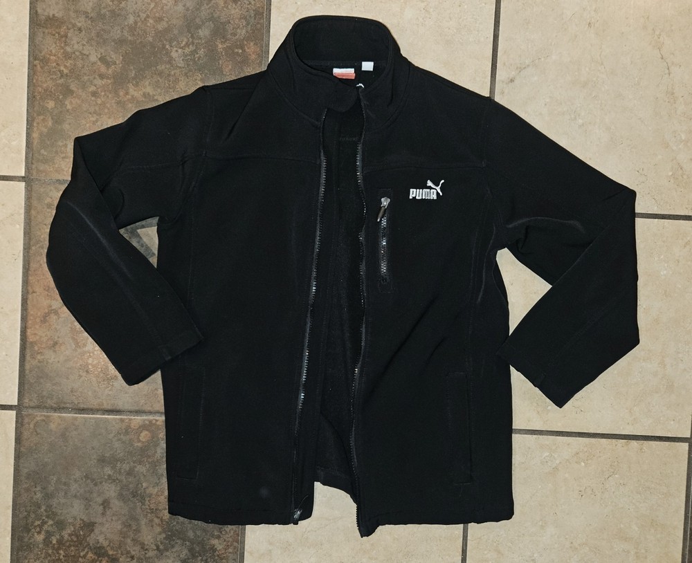 PUMA - BOYS FULL ZIP ATHLETIC OUTERWEAR - Size Medium - Black Training Jacket