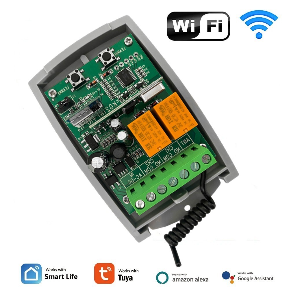 Tuya Wifi Smart Gate Remote Control Switch Garage Door Receiver 2CH Relay Module