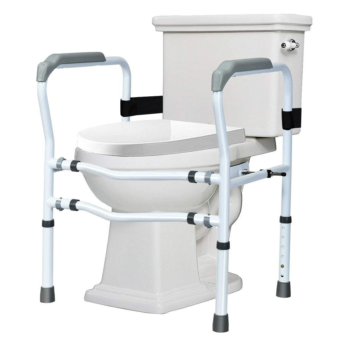 Steel Safety Toilet Rail w/ Created Fixable Clamp Adjustable Handicap Frame