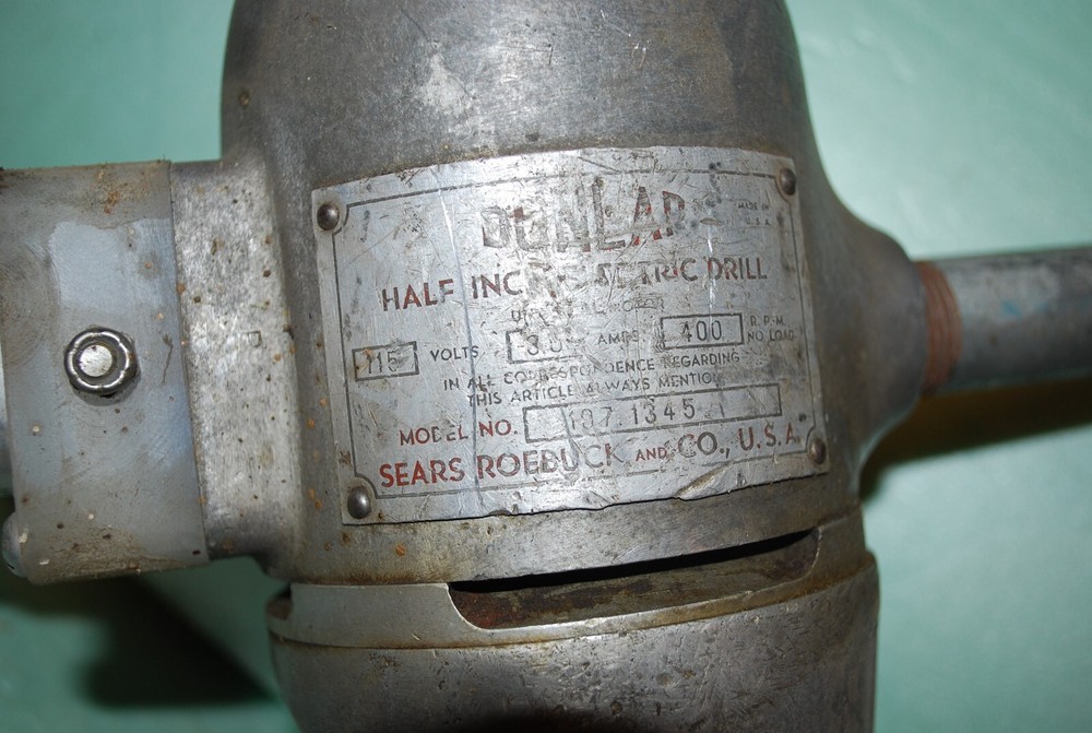 VINTAGE SEARS DUNLAP 1/2'' ELECTRIC DRILL