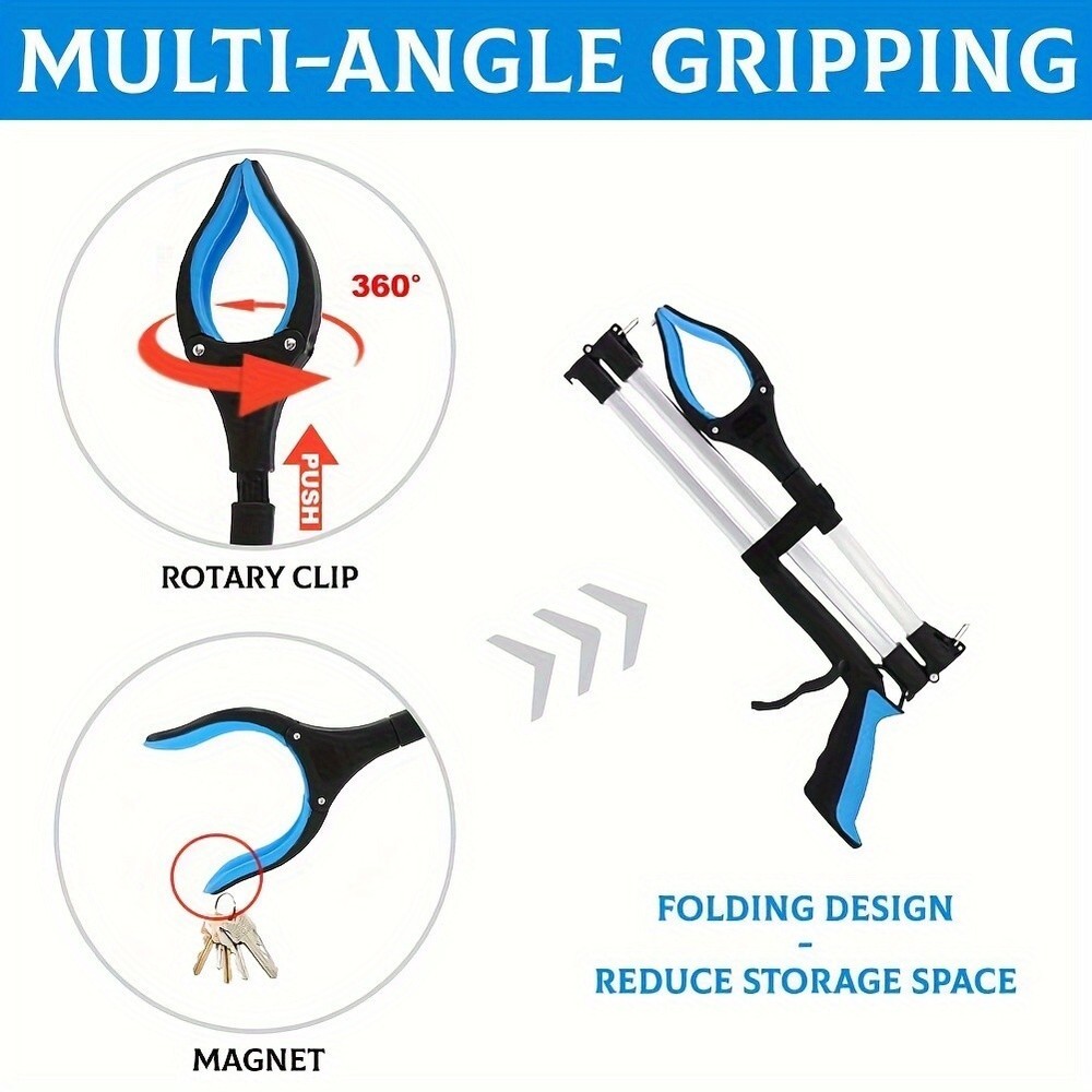 43" Extra-Long Grabber Tool with Magnet – Foldable, Multi-Angle Arm Extender