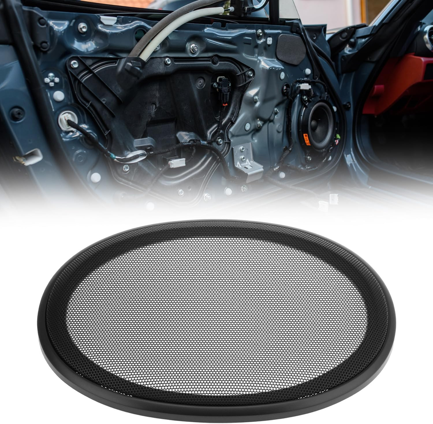 QWORK 6" X 9" Speaker Grill Covers with ABS Plastic Frame & Metal Mesh, Protect