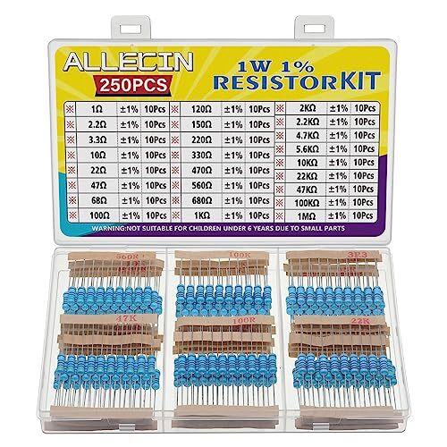 25 Values 2W Metal Film Resistor Kit from 1 Ohm to 1M Ohm 2 Watt 1% Resistors