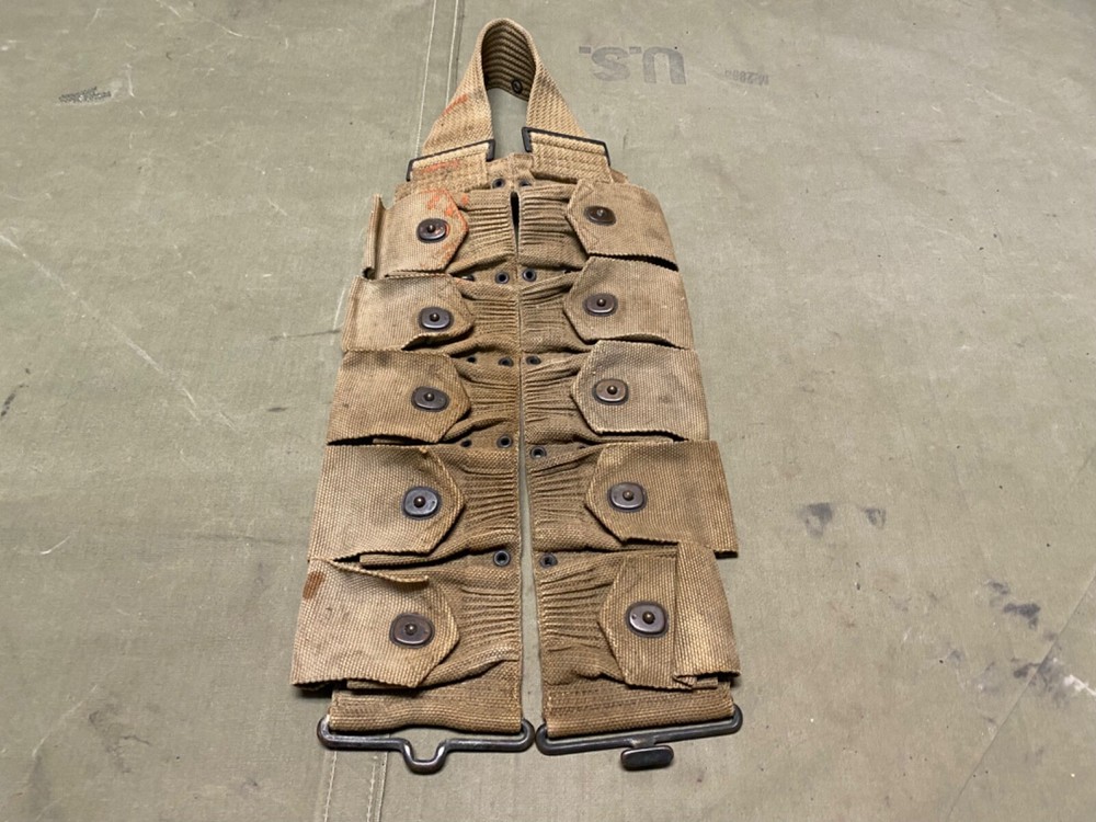 ORIGINAL WWI WWII US ARMY M1903 INFANTRY COMBAT FIELD 10 POCKET AMMO BELT-MILLS