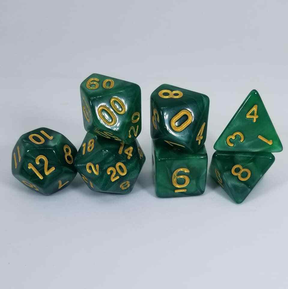 Jade Dragon - 7 Dice Set Polyhedral RPG DnD Dungeons Dragons Pathfinder d20