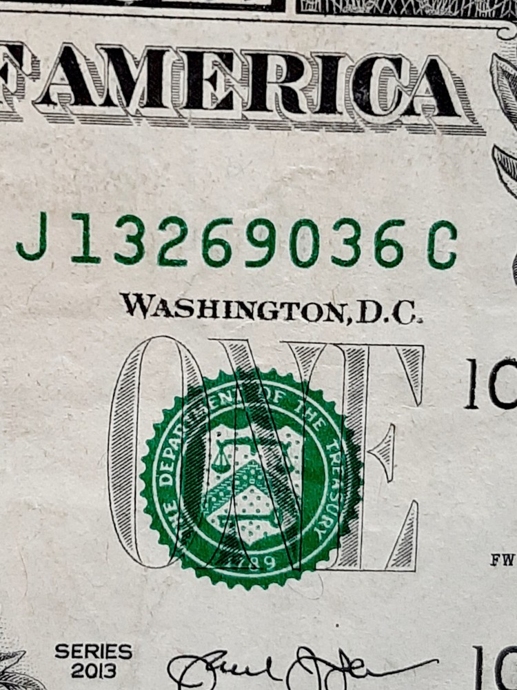Shift error serial number and green seal shift too for down $1 2013