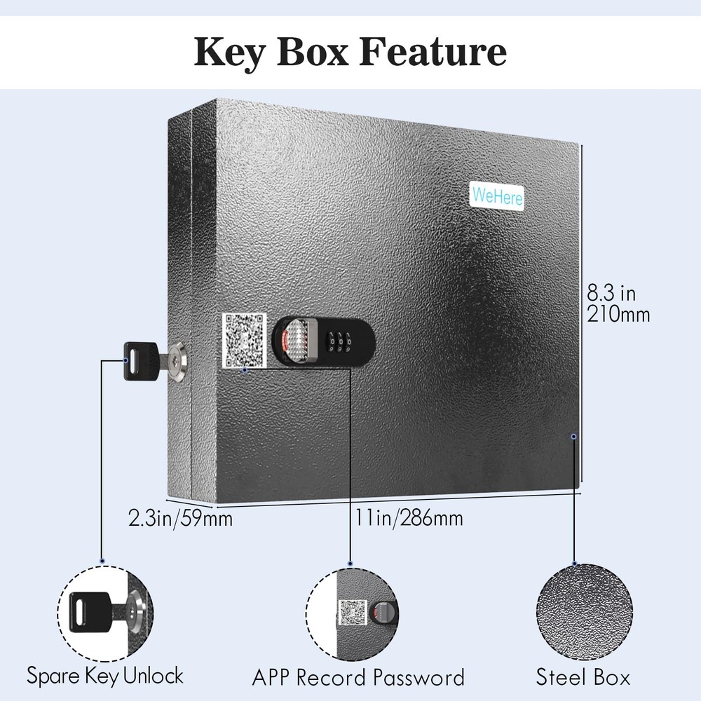 Key Lock Box Wall Mount 16 Cabinet with Combination & Tags Digital Code