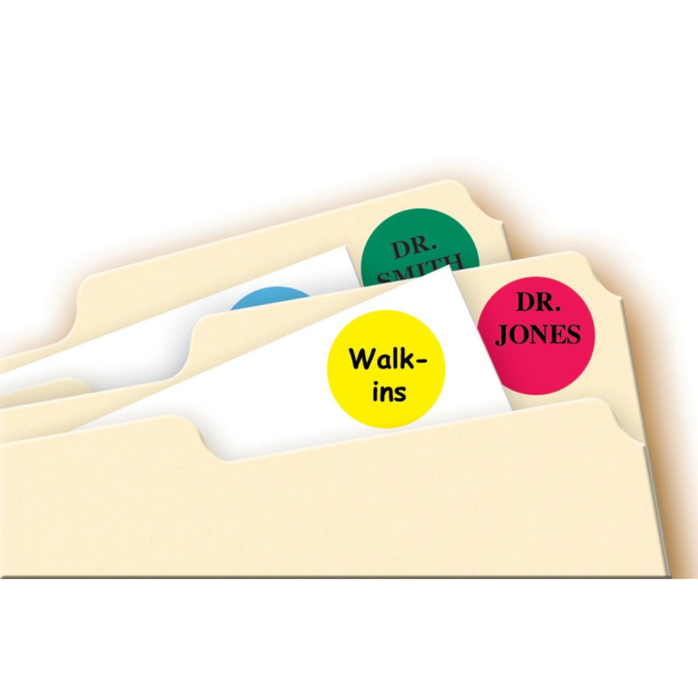 Removable Labels, 3/4" Round, 1008/PK, Assorted