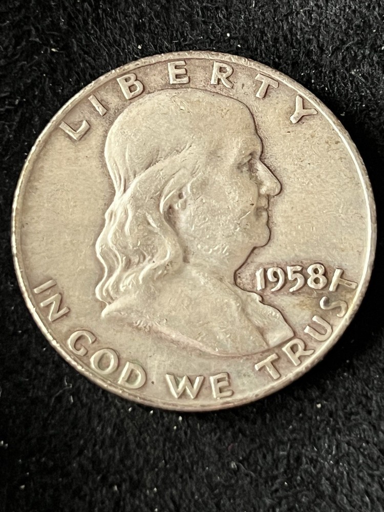 1958 Denver Franklin Half Dollar 90% Silver Circulated