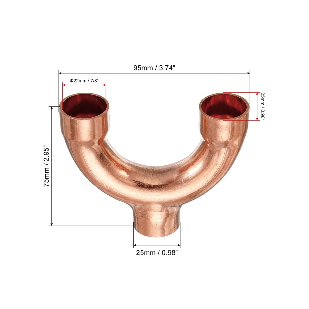 Tee Y Type Copper Fitting Welding Joint Split Union Intersection 7/8 Inch