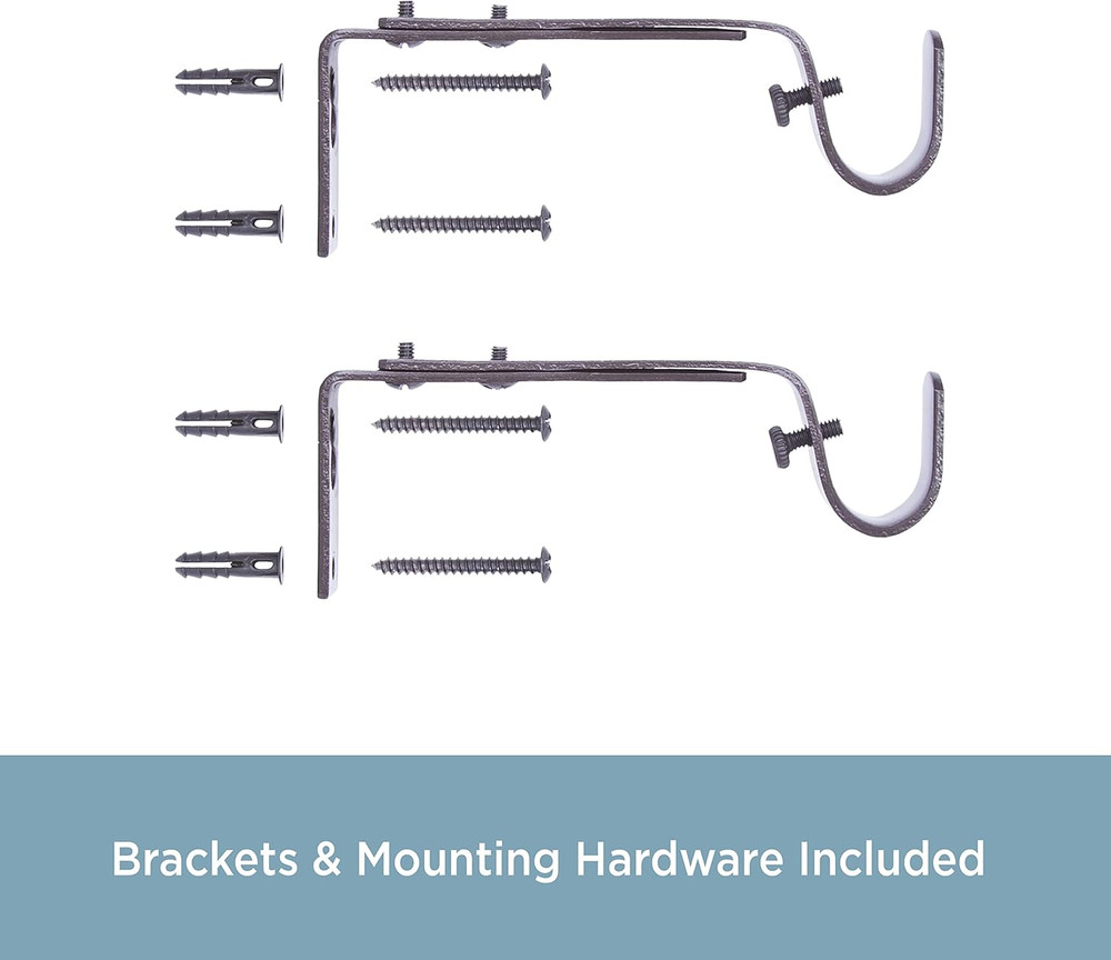 Adjustable Curtain Rod Brackets, Mocha (2-Pack)