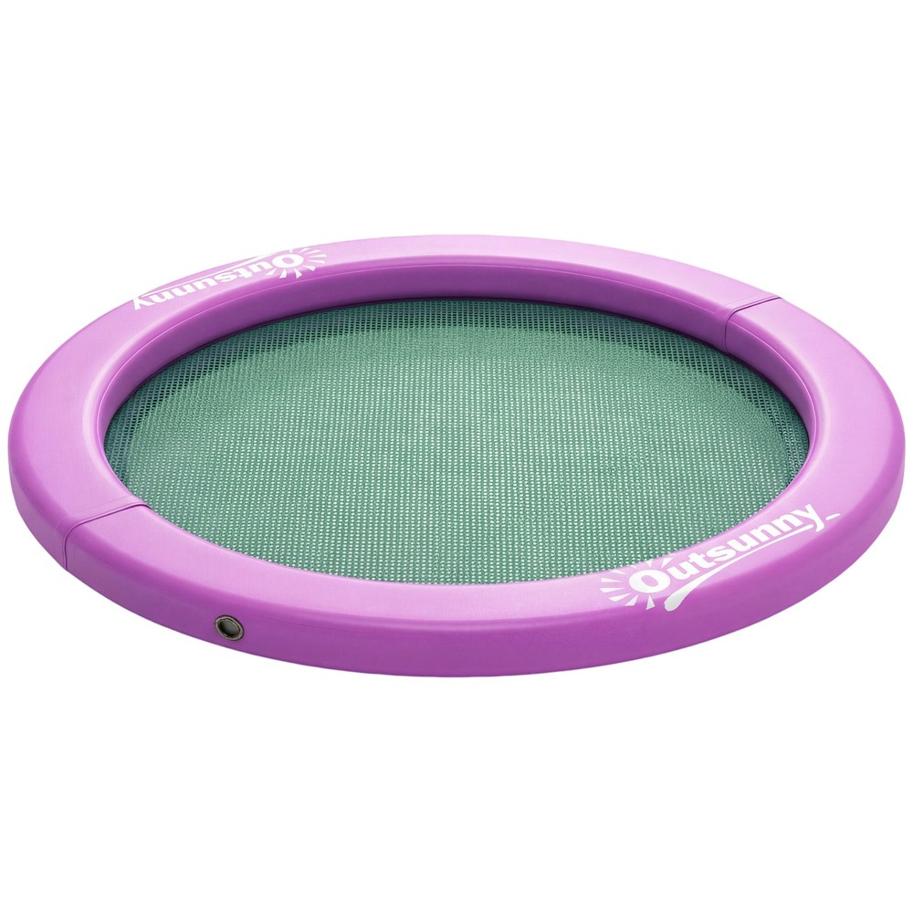 Outsunny 8FT Inflatable Water Hammock Floating Ring Dock Platform, Purple