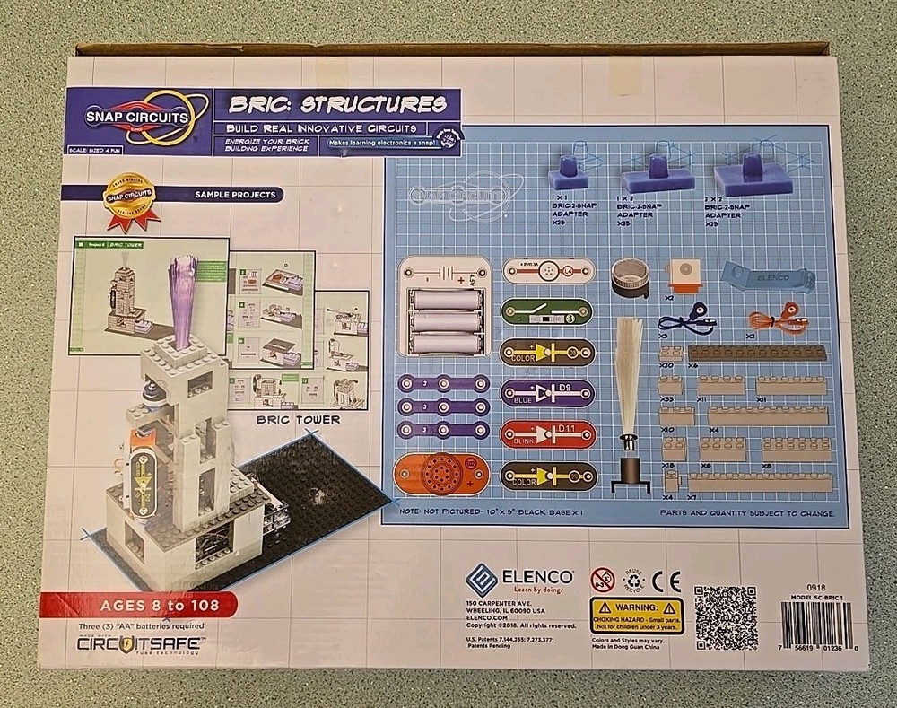 Elenco Snap Circuits Bric: Structures Kit - New Open Box + Extra Bricks & Parts